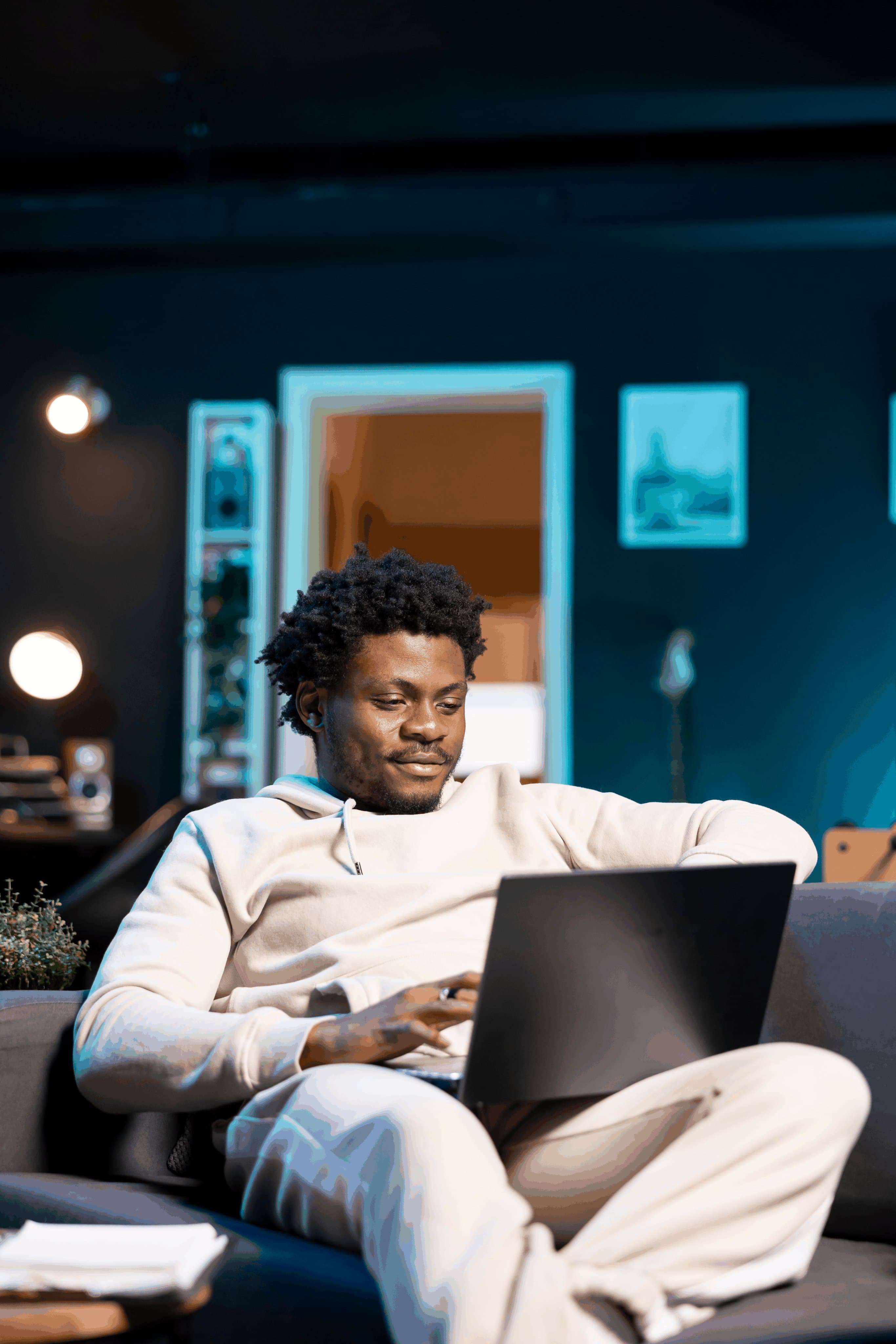 Online Learning student studying with a laptop at home